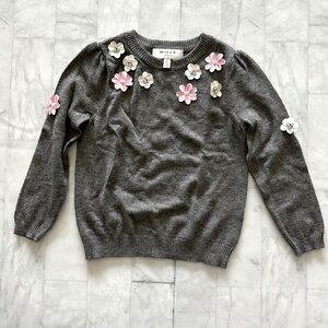 Milly Minis Little Girl’s Embellished Sweater with Iridescent Flowers (Size 2T)